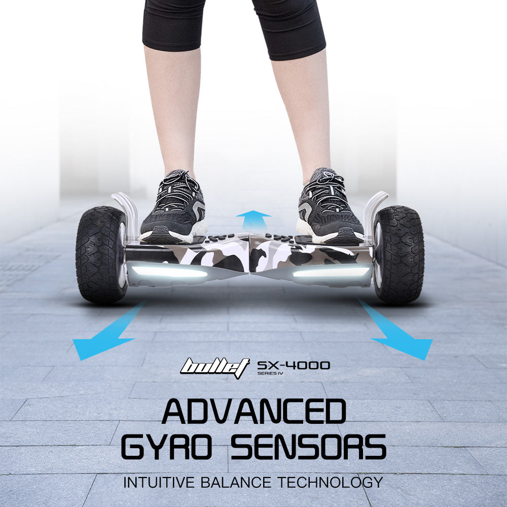 BULLET SX-4000 Hoverboard Scooter, 700W Brushless, UL Certified, AU Compliant, 8.5" Wheels, Superior Self Balancing System, LED Lights, Carry Bag, Camo - Image 4