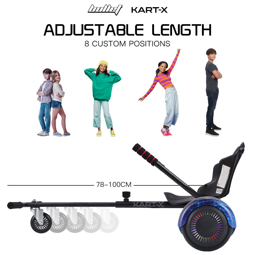 BULLET KART-X Hoverboard Seat Attachment, for 6.5" 8" 10" models, Adjustable Length Frame - Image 4