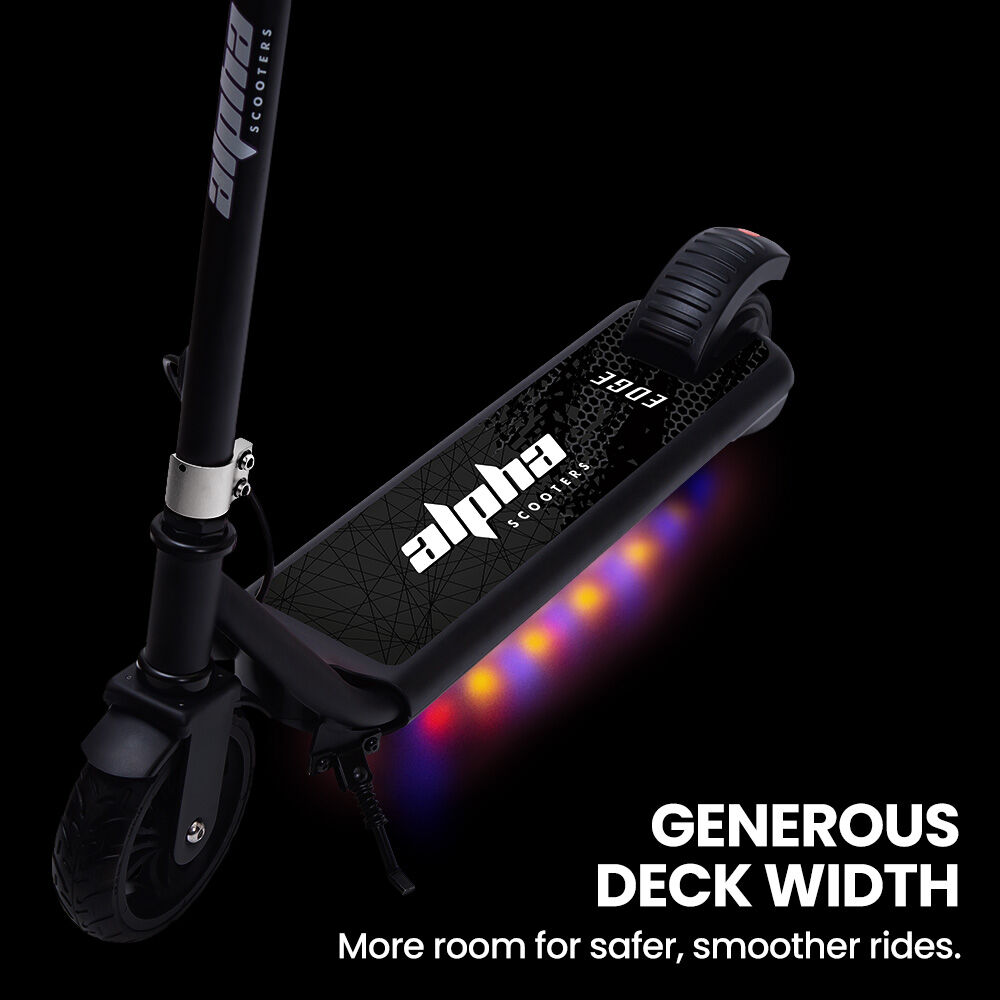 ALPHA Edge Electric Scooter Kids/Teens, 16km/h Max, Adjustable Height, UL Certified, AU Compliant, Dual Brakes, Bluetooth Music, LED, Black - Image 5