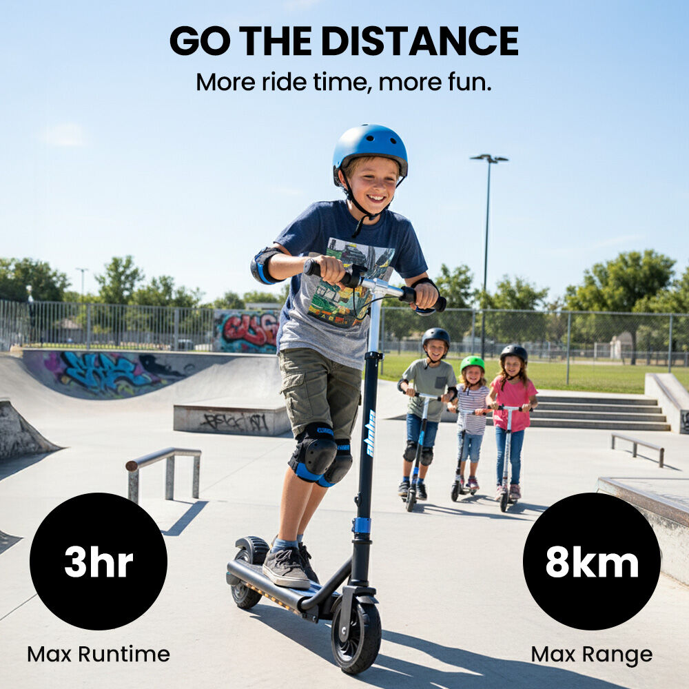 ALPHA Edge Electric Scooter Kids/Teens, 16km/h Max, Adjustable Height, UL Certified, AU Compliant, Dual Brakes, Bluetooth Music, LED, Blue - Image 3