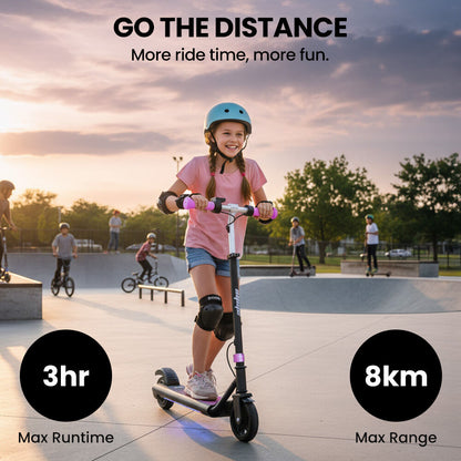 ALPHA Edge Electric Scooter Kids/Teens, 16km/h Max, Adjustable Height, UL Certified, AU Compliant, Dual Brakes, Bluetooth Music, LED, Pink - Image 3