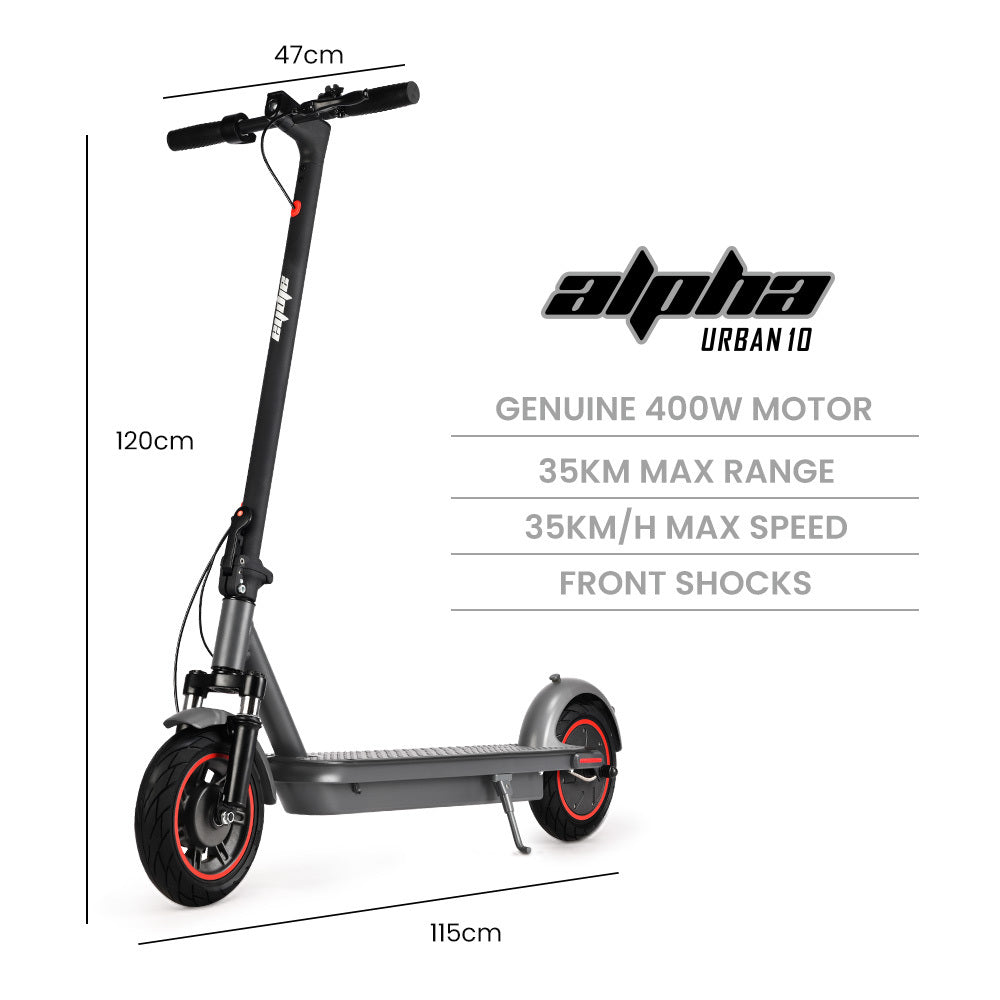 ALPHA Urban 10 Electric Scooter, 35km/h, Suspension, 35km Range, 10-Inch Wheels, Brushless Motor, Free APP, Motorised Commuter eScooter for Adults, Grey - Image 2