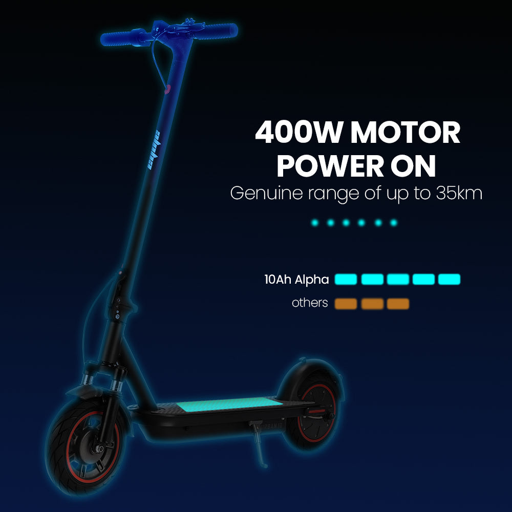 ALPHA Urban 10 Electric Scooter, 35km/h, Suspension, 35km Range, 10-Inch Wheels, Brushless Motor, Free APP, Motorised Commuter eScooter for Adults, Black - Image 7