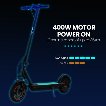 ALPHA Urban 10 Electric Scooter, 35km/h, Suspension, 35km Range, 10-Inch Wheels, Brushless Motor, Free APP, Motorised Commuter eScooter for Adults, Black - Image 7