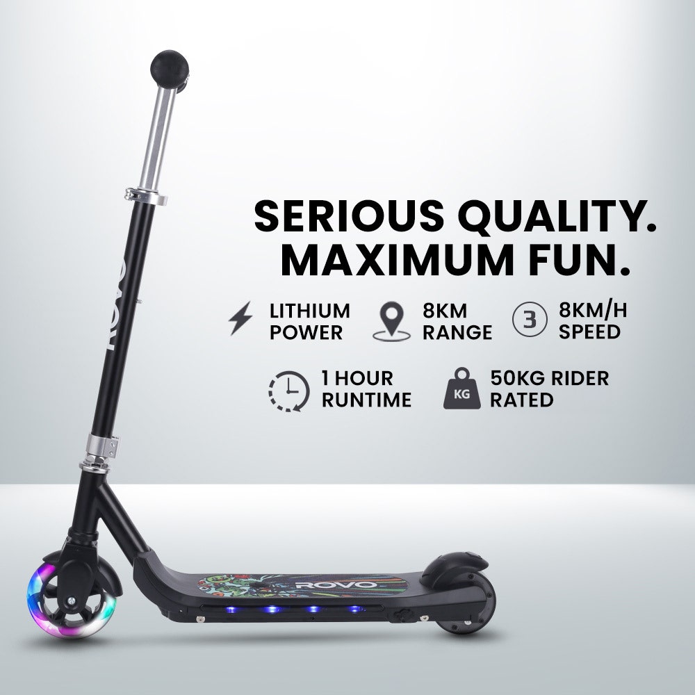 ROVO KIDS WhizKid Electric Scooter, Ages 5-11, Adjustable Height, AU Compliant, Lithium Battery, Brushless Motor, Black - Image 3