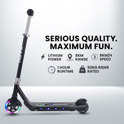 ROVO KIDS WhizKid Electric Scooter, Ages 5-11, Adjustable Height, AU Compliant, Lithium Battery, Brushless Motor, Black - Image 3