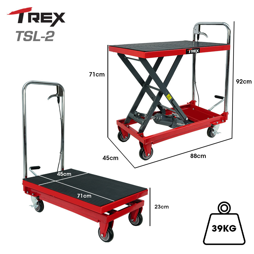 T-REX 230KG Hydraulic Scissor Lift Platform Trolley, Non-Skid Rubber Platform Pad, for Material Handling - Image 2