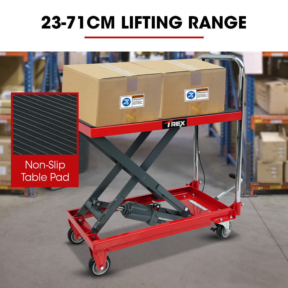 T-REX 230KG Hydraulic Scissor Lift Platform Trolley, Non-Skid Rubber Platform Pad, for Material Handling - Image 3