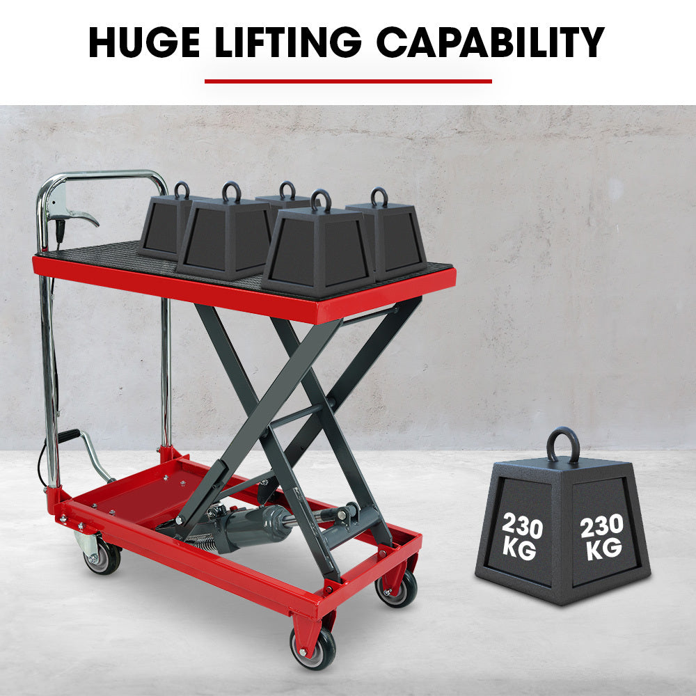 T-REX 230KG Hydraulic Scissor Lift Platform Trolley, Non-Skid Rubber Platform Pad, for Material Handling - Image 5