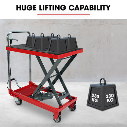 T-REX 230KG Hydraulic Scissor Lift Platform Trolley, Non-Skid Rubber Platform Pad, for Material Handling - Image 5
