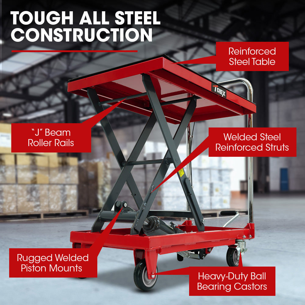 T-REX 230KG Hydraulic Scissor Lift Platform Trolley, Non-Skid Rubber Platform Pad, for Material Handling - Image 6