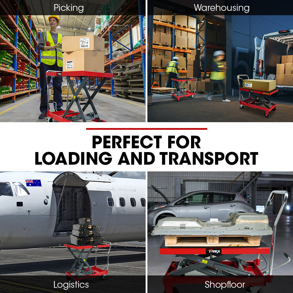 T-REX 230KG Hydraulic Scissor Lift Platform Trolley, Non-Skid Rubber Platform Pad, for Material Handling - Image 7