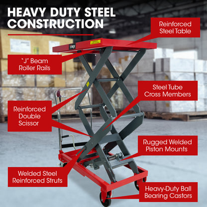 T-REX 300KG Hydraulic High Lift Double Scissor Trolley, 1.3M Max Platform Hgt, Heavy-Duty, for Material Handling - Image 6