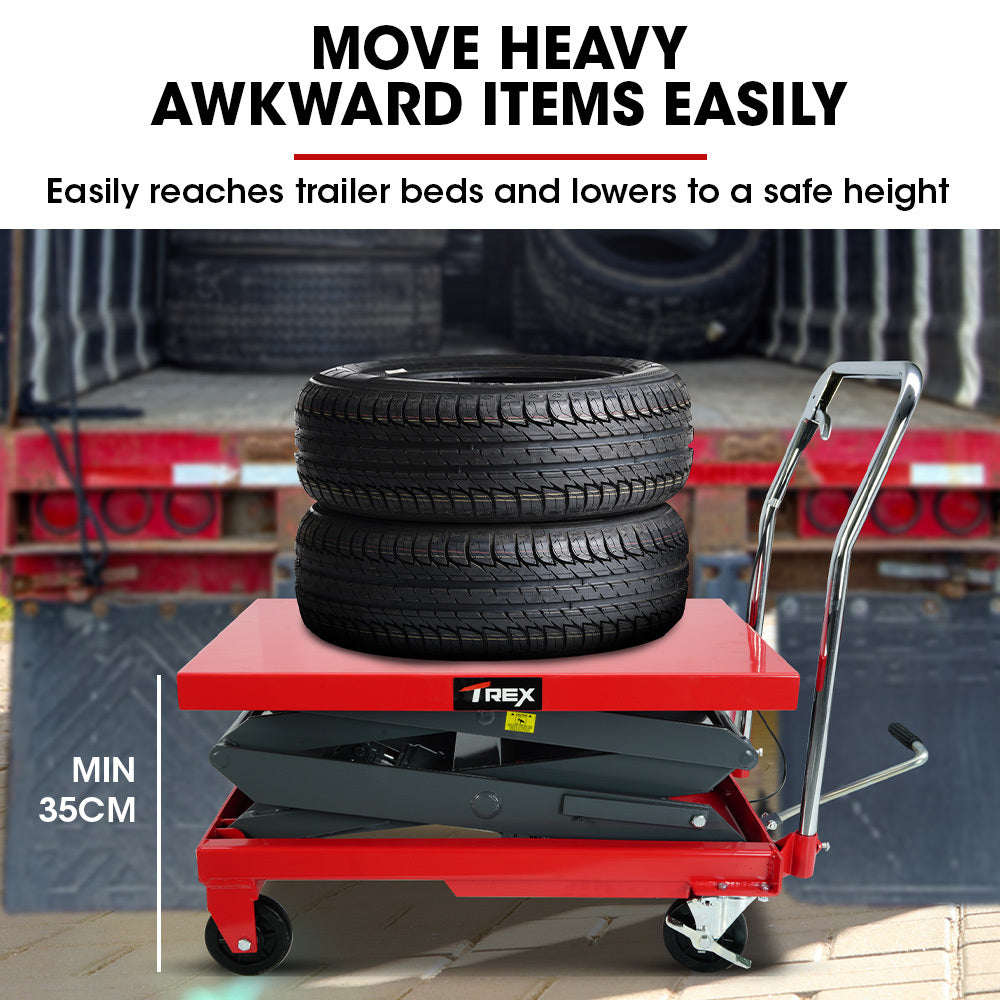 T-REX 300KG Hydraulic High Lift Double Scissor Trolley, 1.3M Max Platform Hgt, Heavy-Duty, for Material Handling - Image 9