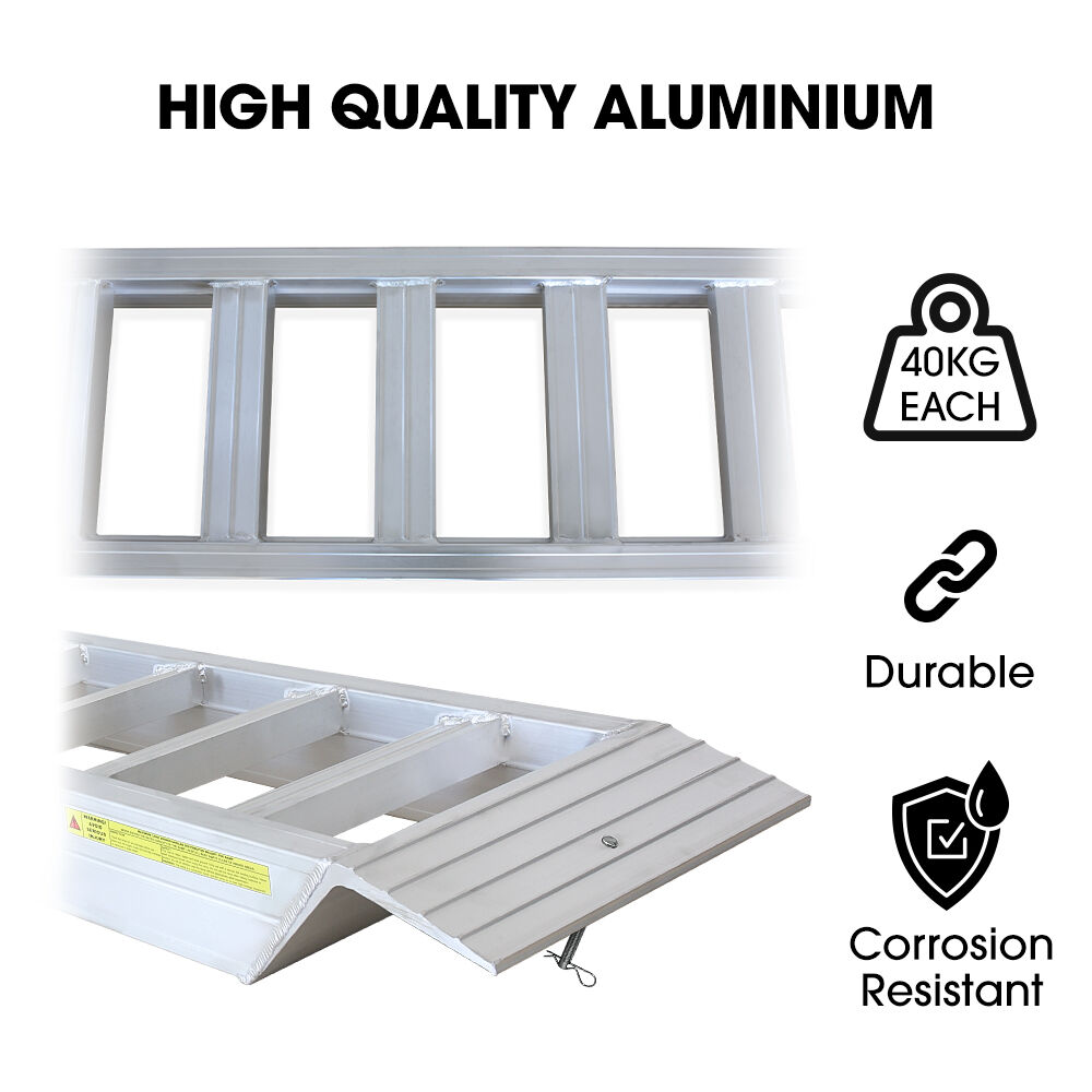 BULLET Pair of 3.8m Aluminium Loading Ramps, 4000kg Total Capacity, Heavy-Duty, 80cm Max Height, Safety Pin, for Car, 4x4, Ride on Mower, ATV, Mini Excavator - Image 2