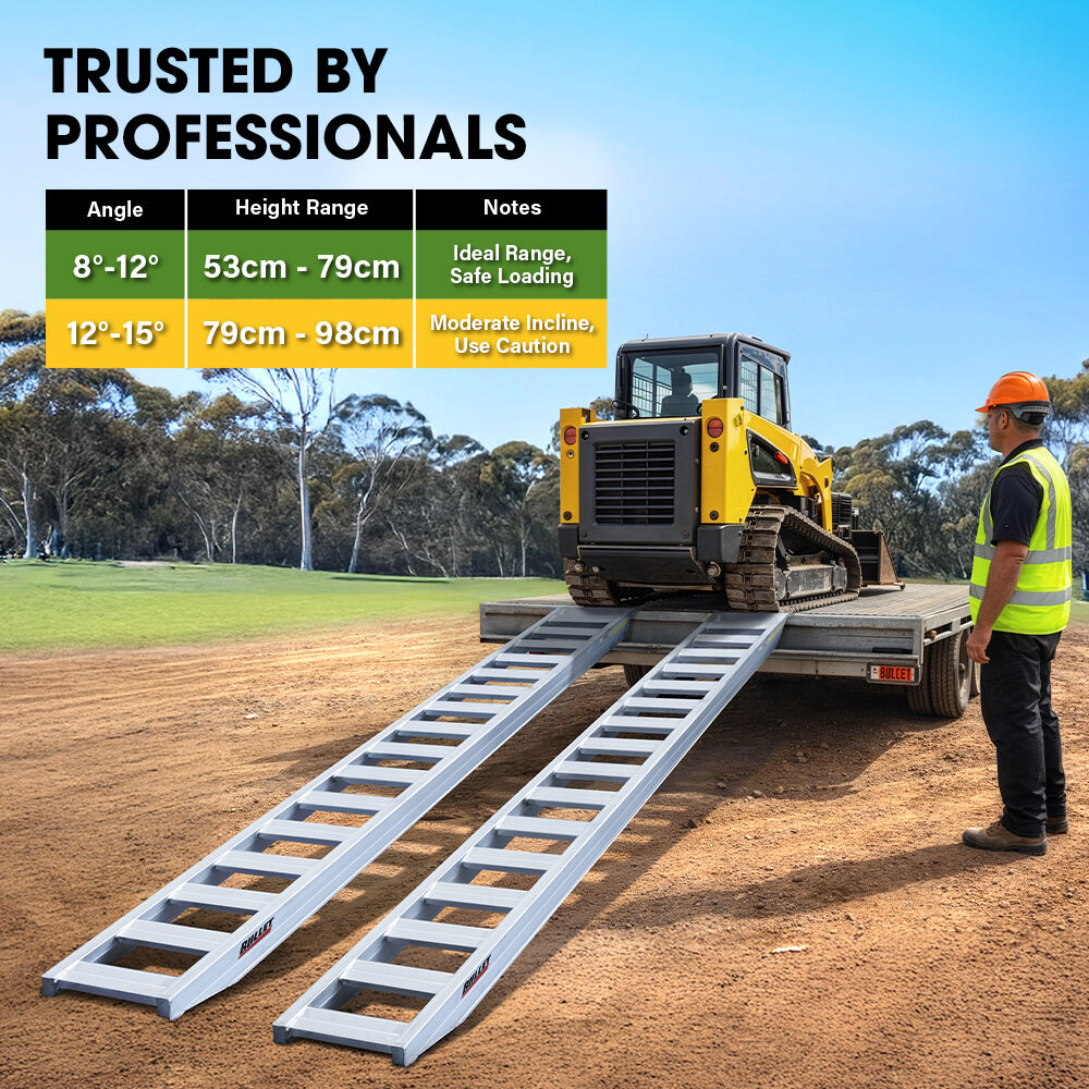 BULLET Pair of 3.8m Aluminium Loading Ramps, 4000kg Total Capacity, Heavy-Duty, 80cm Max Height, Safety Pin, for Car, 4x4, Ride on Mower, ATV, Mini Excavator - Image 4