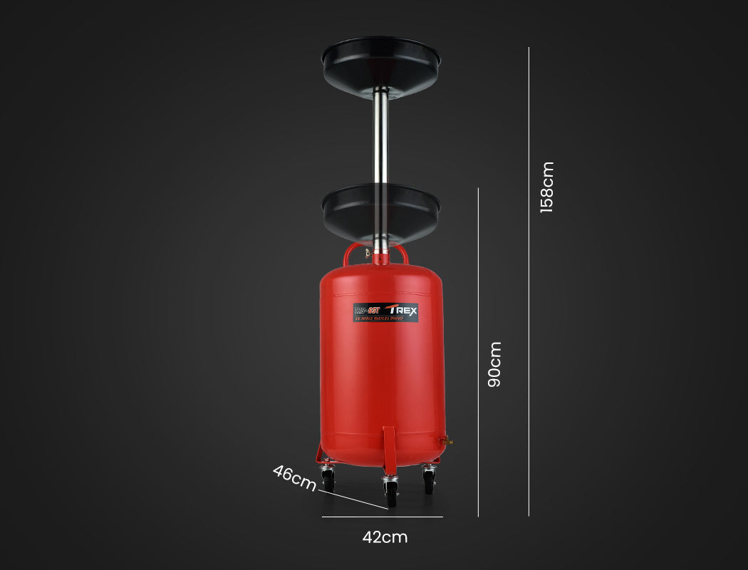 T-REX 60L Mobile Waste Oil Drainer Tank, Telescopic, for Car Engine, Workshop - Image 2
