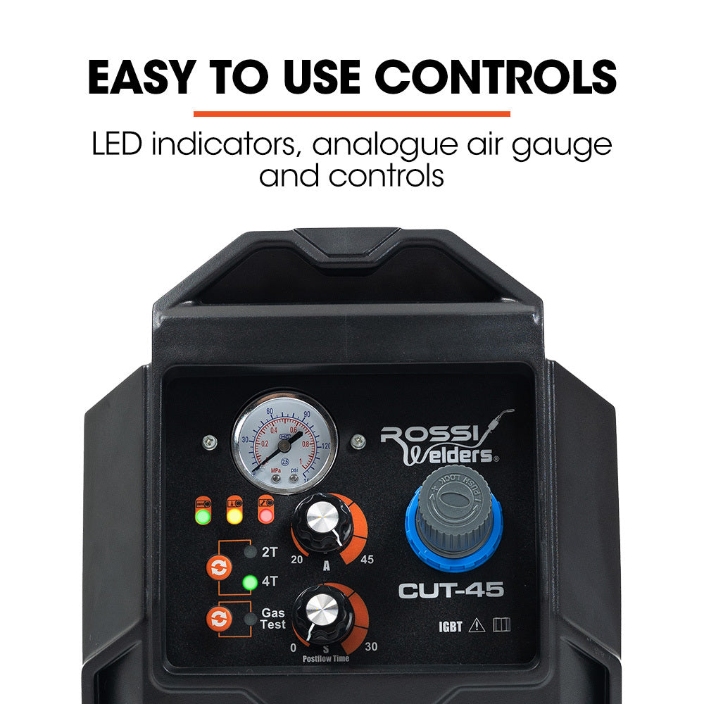 ROSSI 45A Plasma Cutter, Non-Touch Pilot ARC for Easy Cuts of Painted or Rusty Metals, DC Inverter Cutting Machine - Image 3
