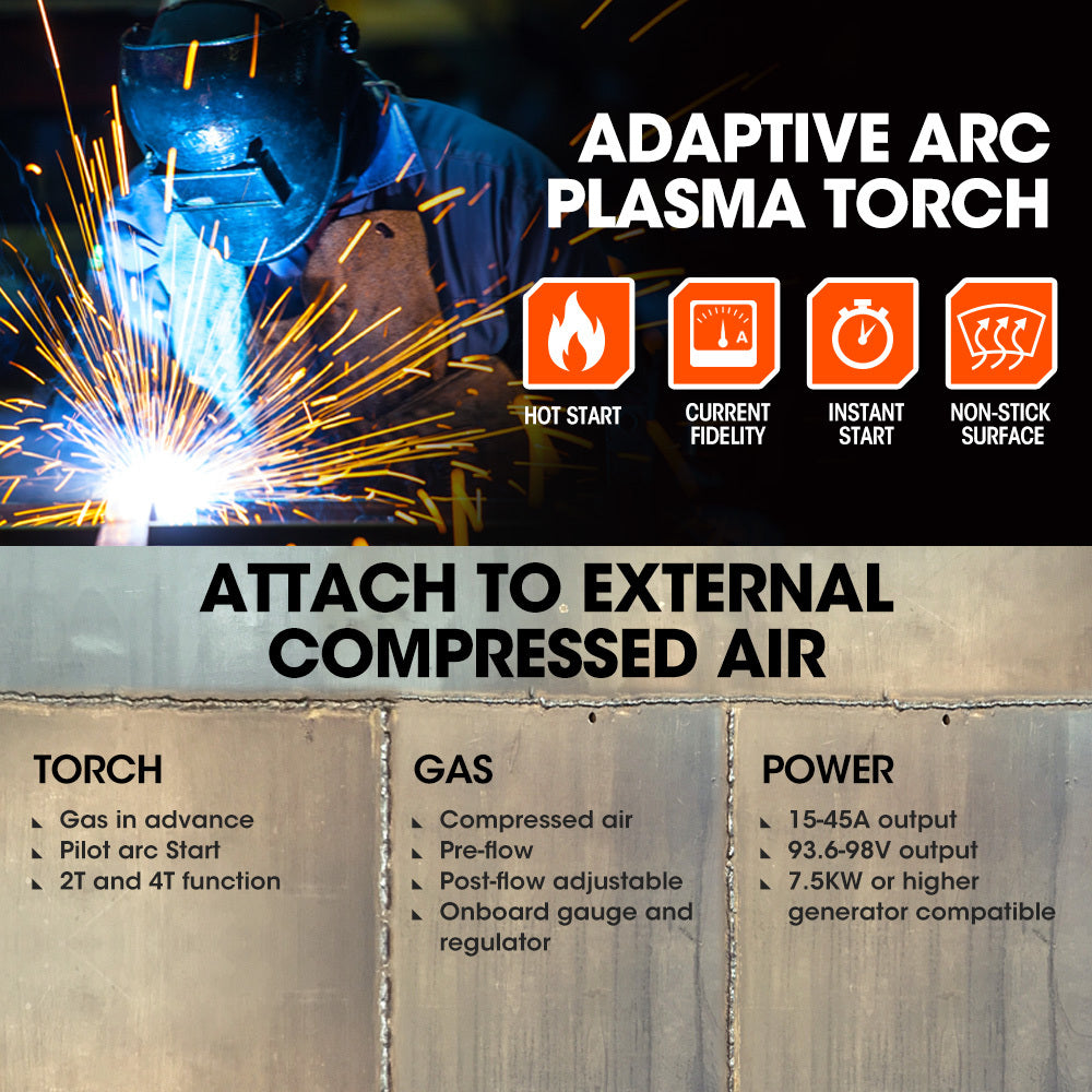ROSSI 45A Plasma Cutter, Non-Touch Pilot ARC for Easy Cuts of Painted or Rusty Metals, DC Inverter Cutting Machine - Image 6