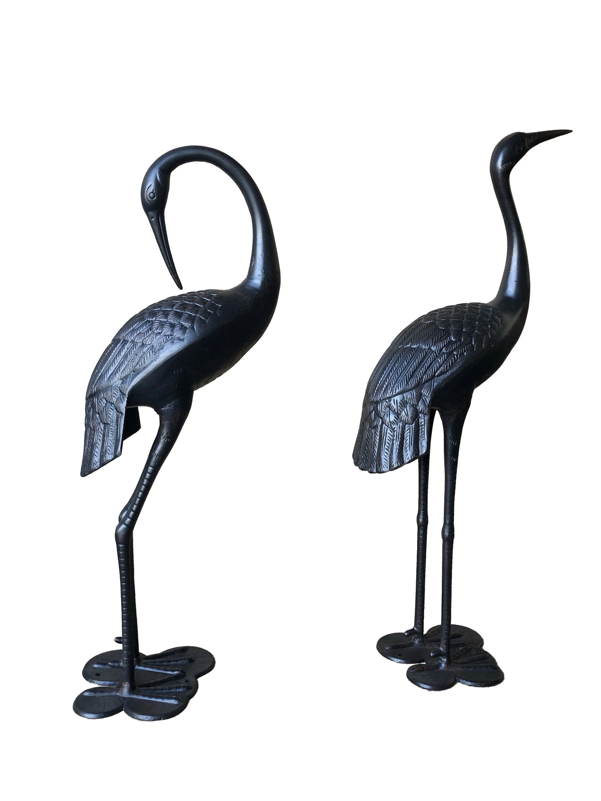 2 Piece Crane Couple Metal Statue Set - Image 3