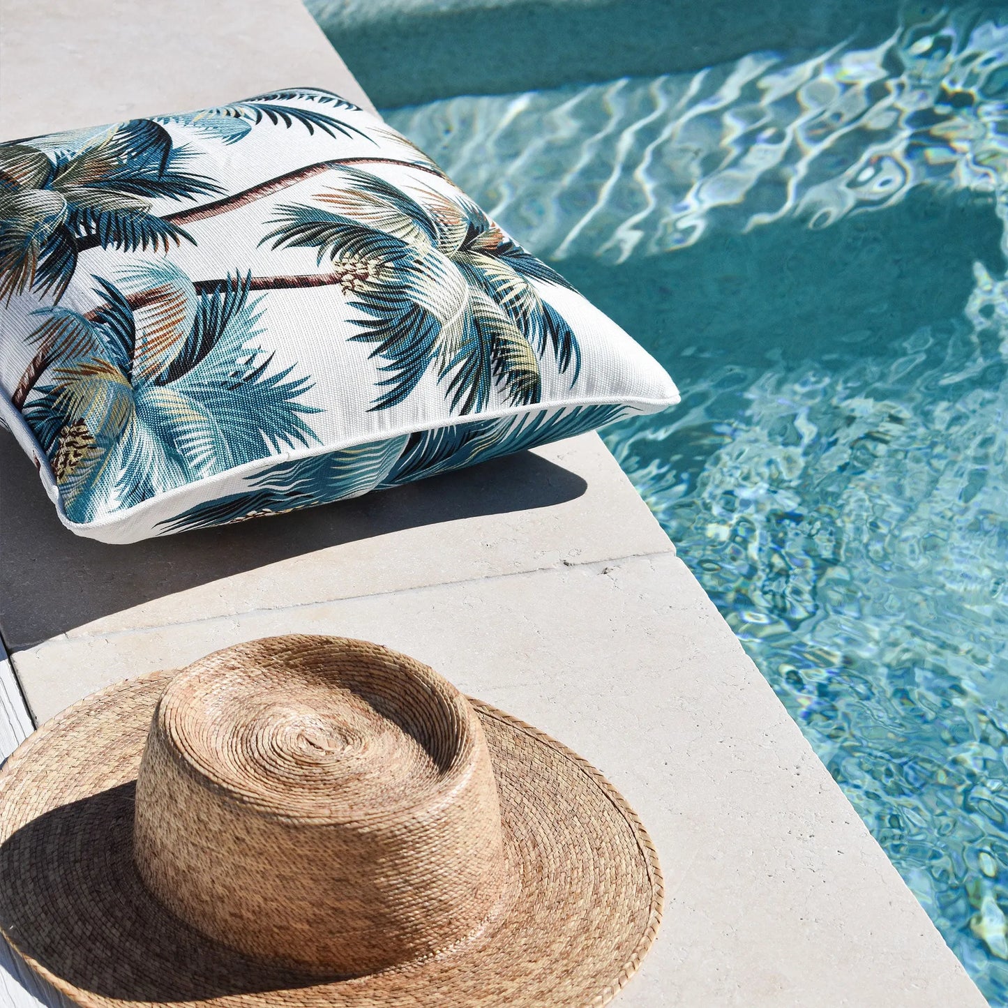 Cushion Cover-With Piping-Palm Trees White-45cm x 45cm - Image 2