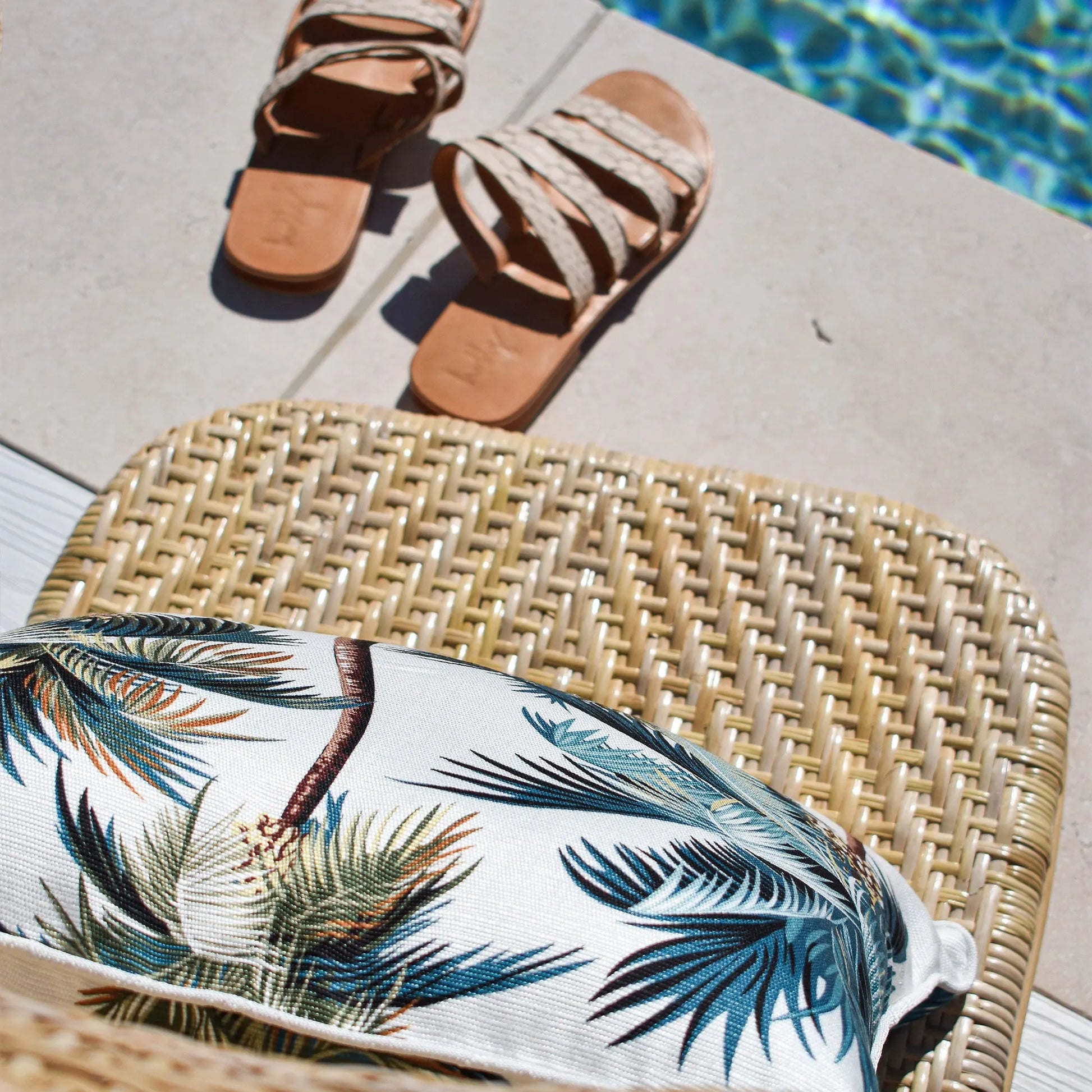 Cushion Cover-With Piping-Palm Trees White-45cm x 45cm - Image 4