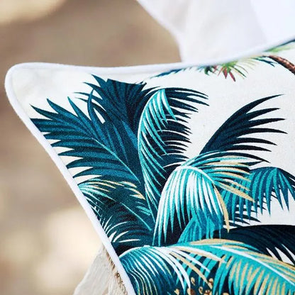 Cushion Cover-With Piping-Palm Trees White-45cm x 45cm - Image 3