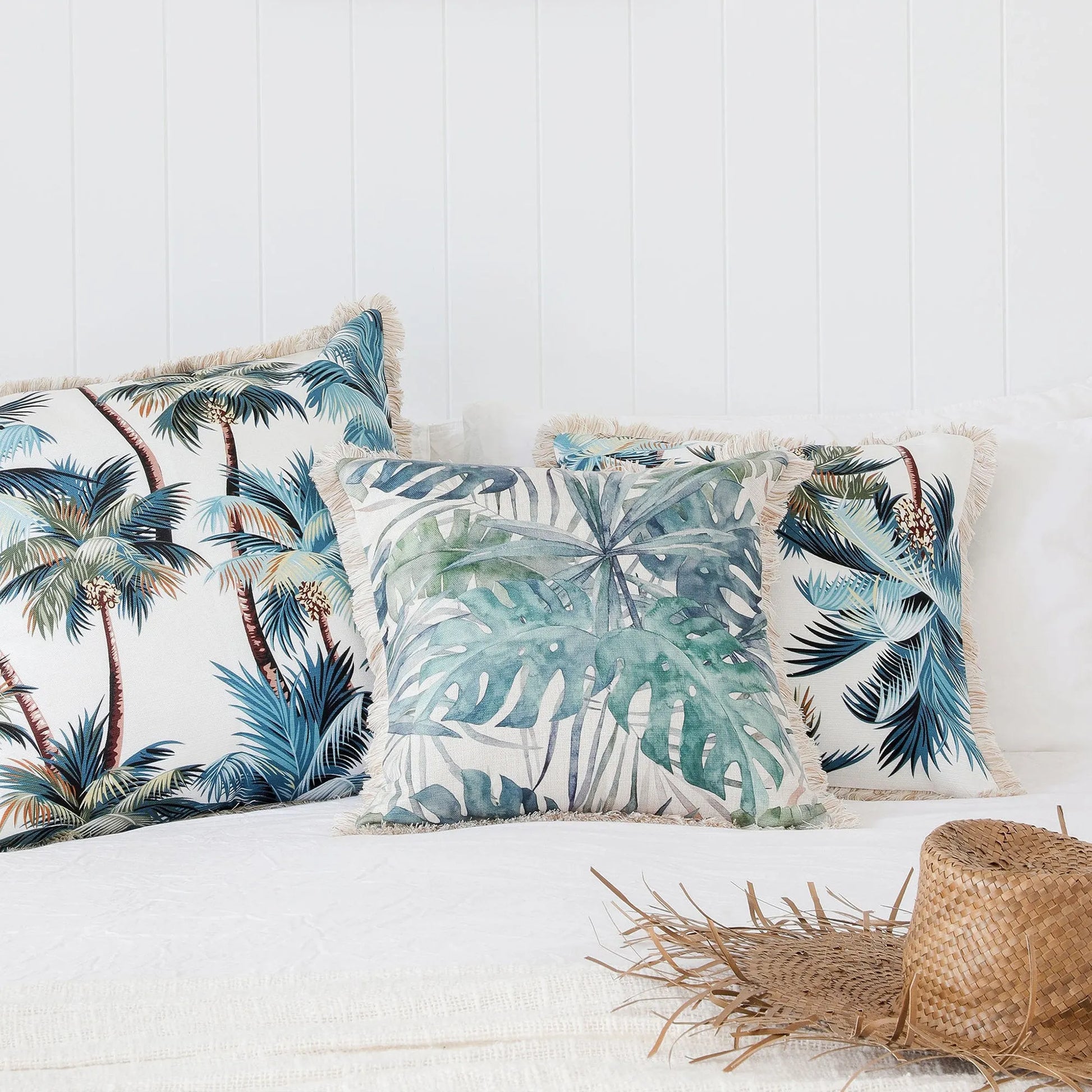 Cushion Cover-Coastal Fringe Natural-Palm Trees White-60cm x 60cm - Image 3