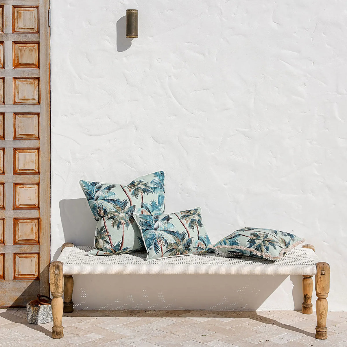 Cushion Cover-With Piping-Palm Trees Seafoam-60cm x 60cm - Image 2