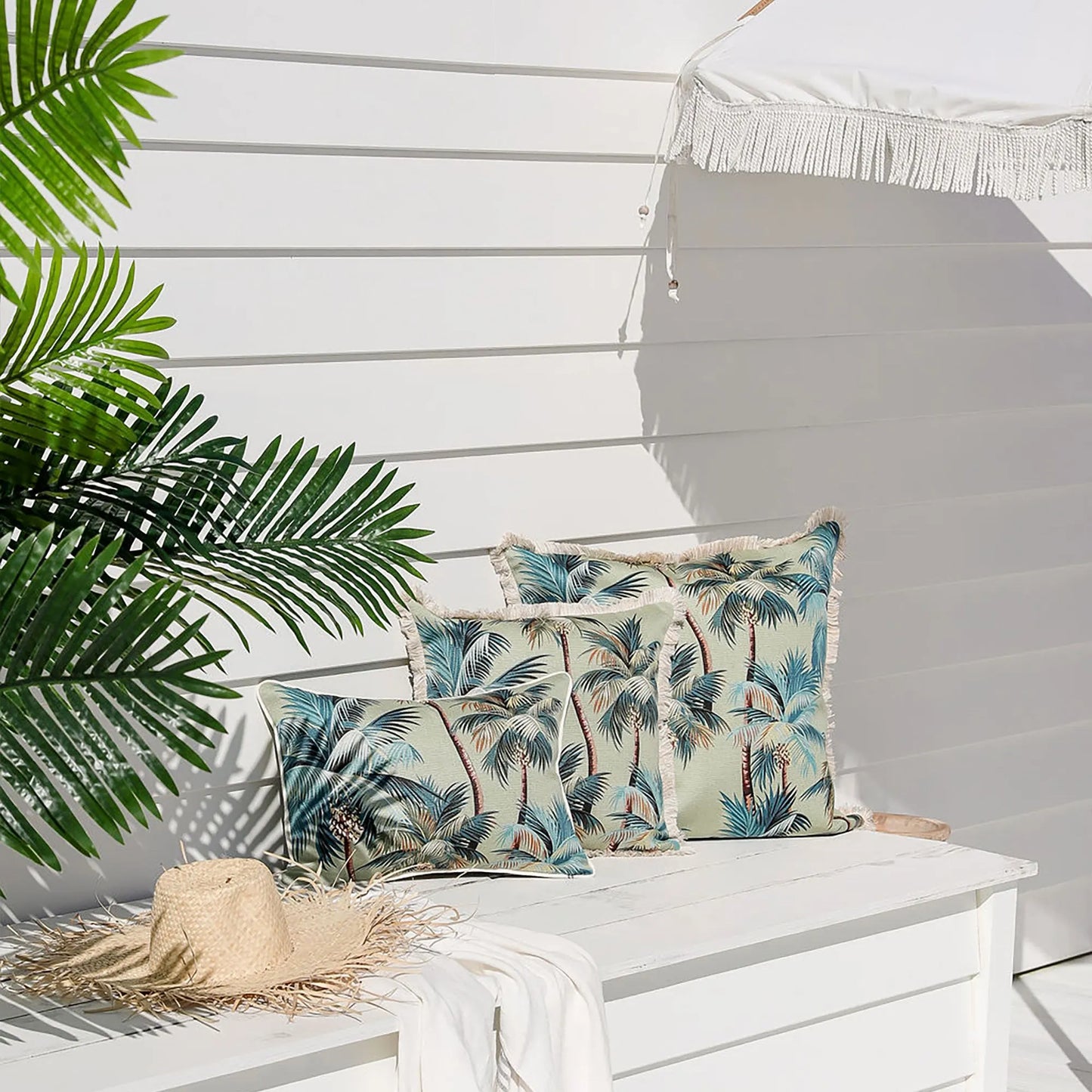 Cushion Cover-Coastal Fringe-Palm Trees Sage-45cm x 45cm - Image 2