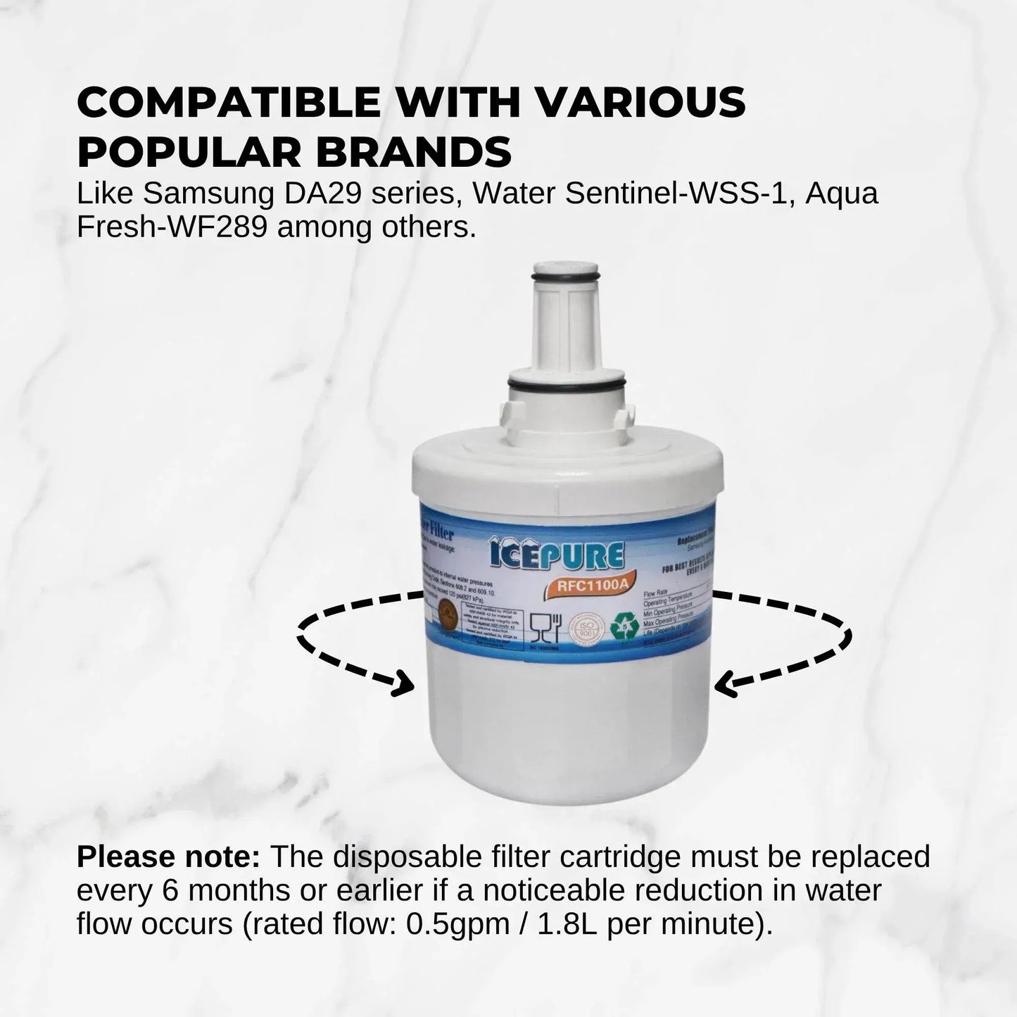 FRIDGE WATER FILTER For ICEPURE RFC1100A Water Sentinel WSS-1 Tier 1 RWF1010 - Image 4