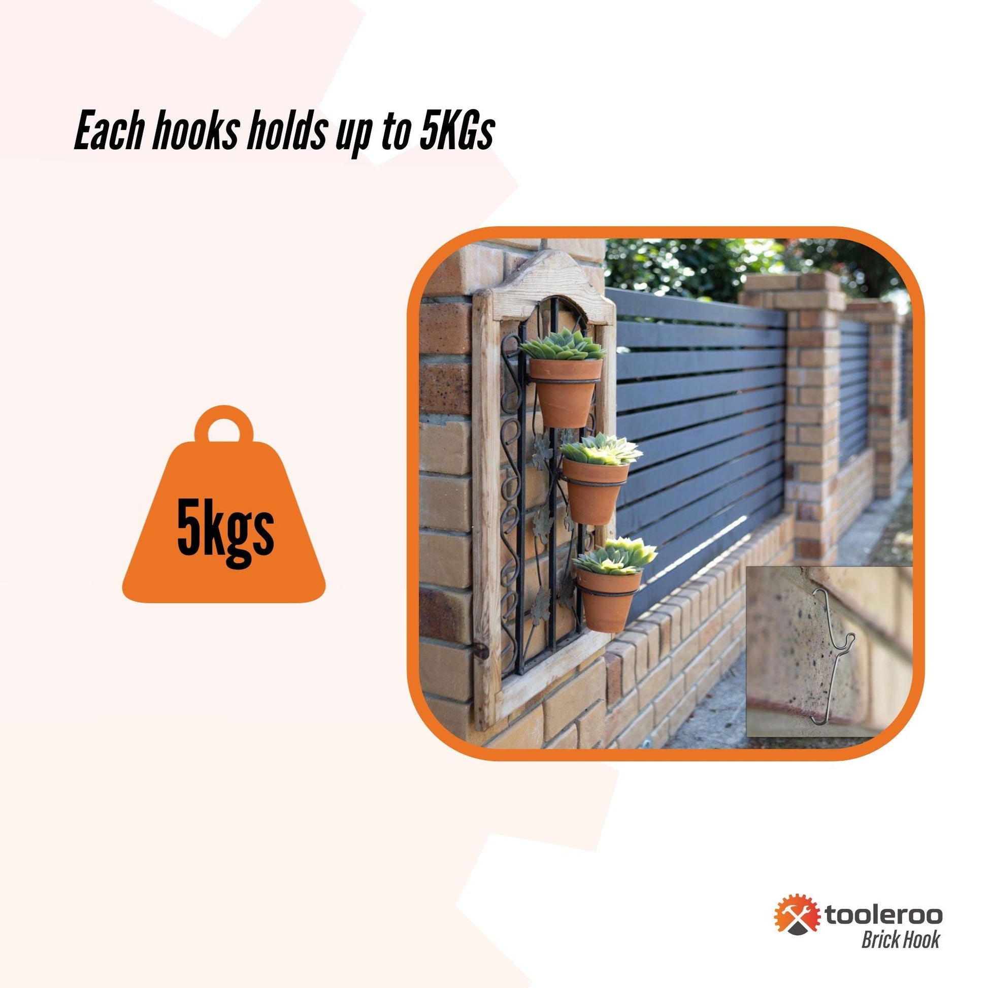 10 Pack 155-165mm (6-6.5") Brick Hooks - Wall Clips Hangers For Pictures Plants - Image 8