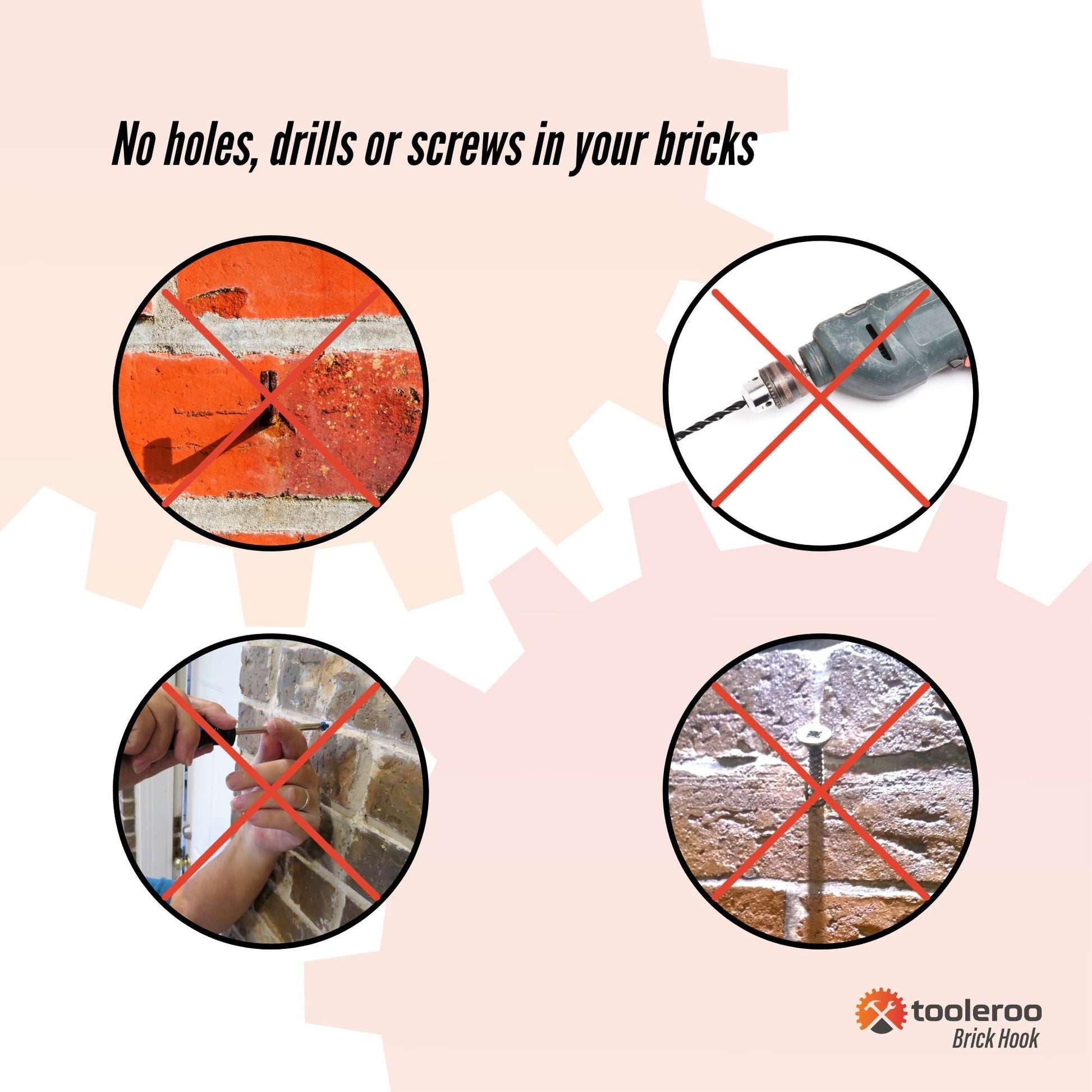10 Pack 155-165mm (6-6.5") Brick Hooks - Wall Clips Hangers For Pictures Plants - Image 9