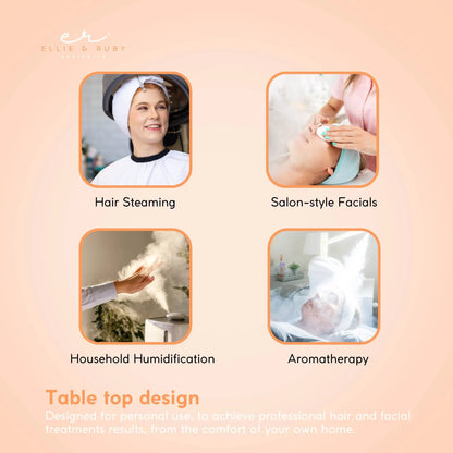 Ellie & Ruby 2-in-1 Facial Hair Steamer Ozone Steam Machine Portable Tabletop - Image 6