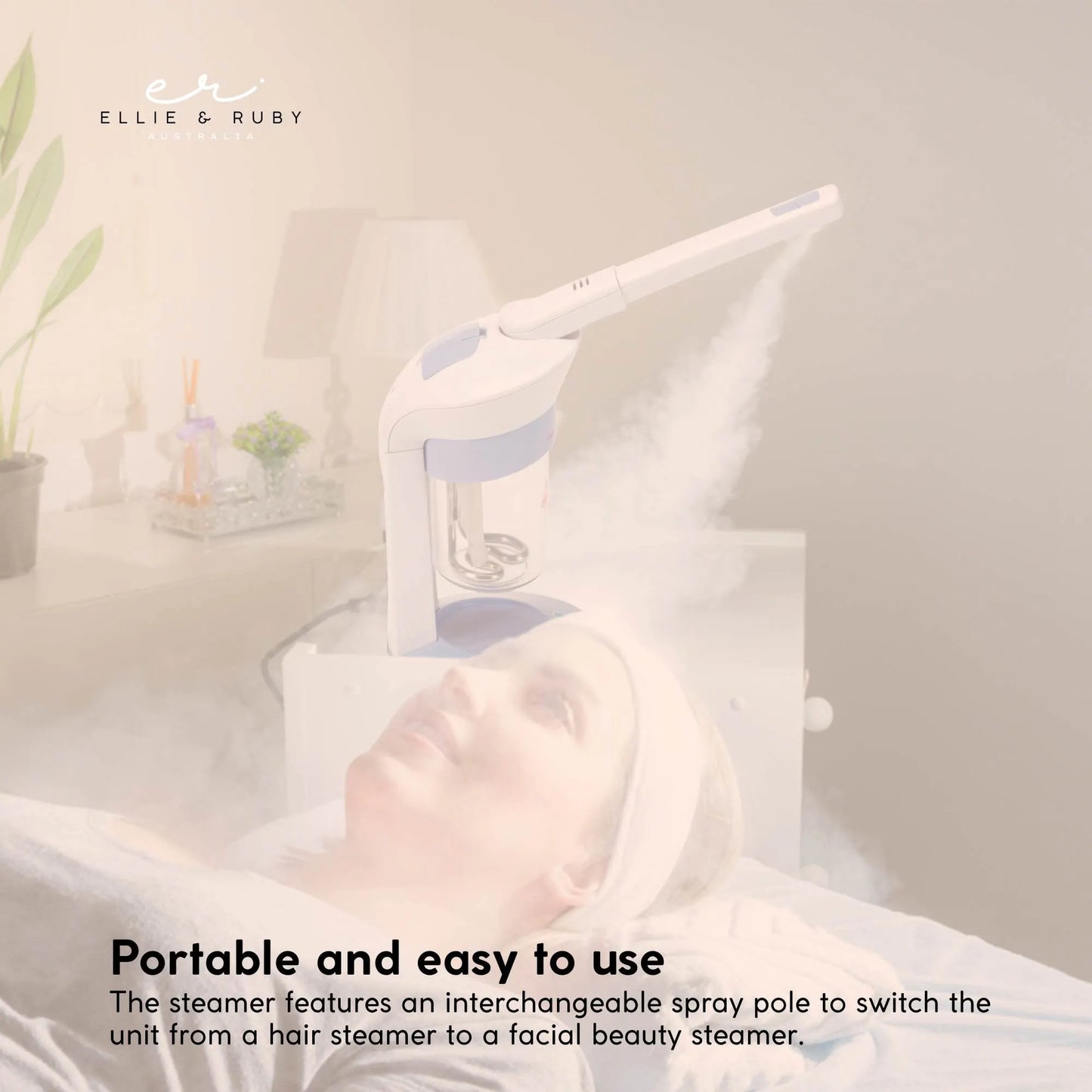 Ellie & Ruby 2-in-1 Facial Hair Steamer Ozone Steam Machine Portable Tabletop - Image 7