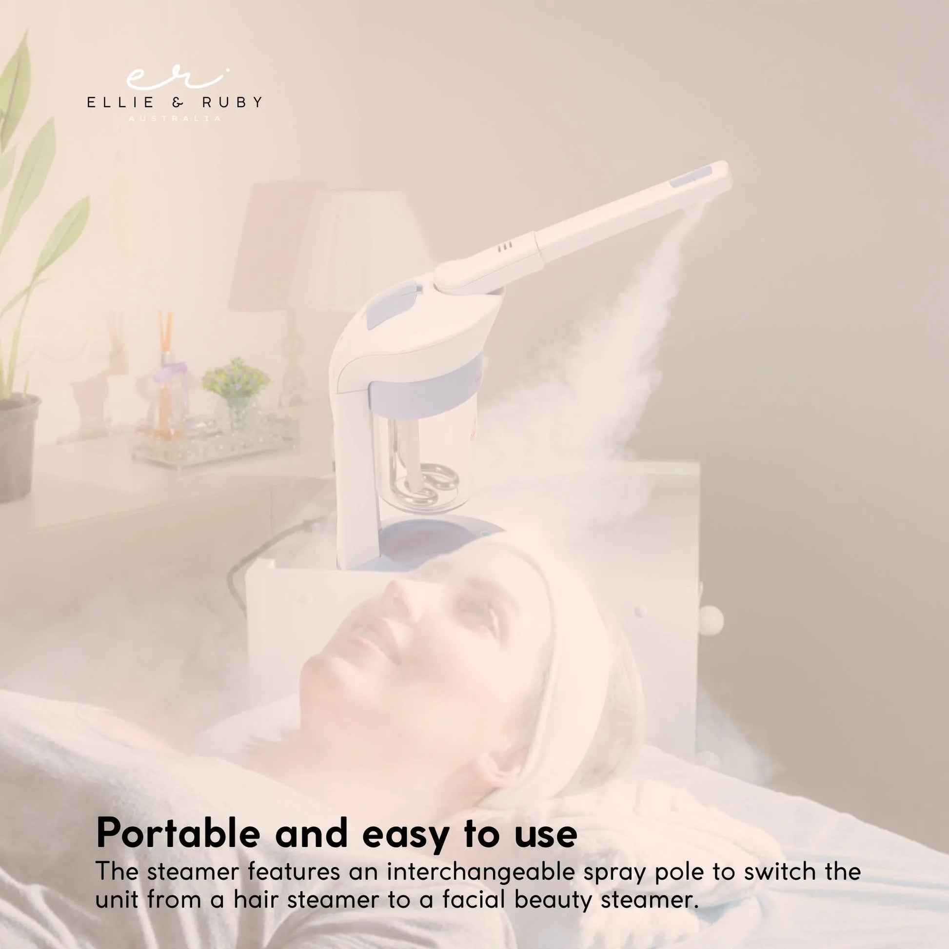 Ellie & Ruby 2-in-1 Facial Hair Steamer Ozone Steam Machine Portable Tabletop - Image 7