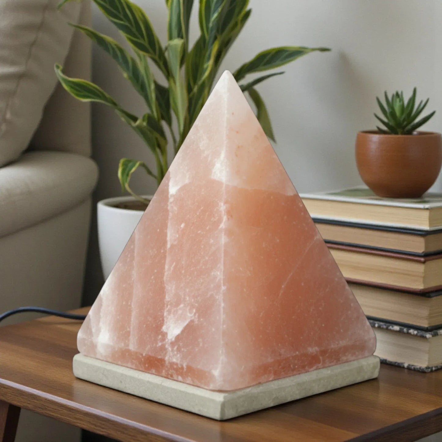 Orku Pyramid Shaped Himalayan Pink Salt Lamp - Hand Carved Night Light - Image 2
