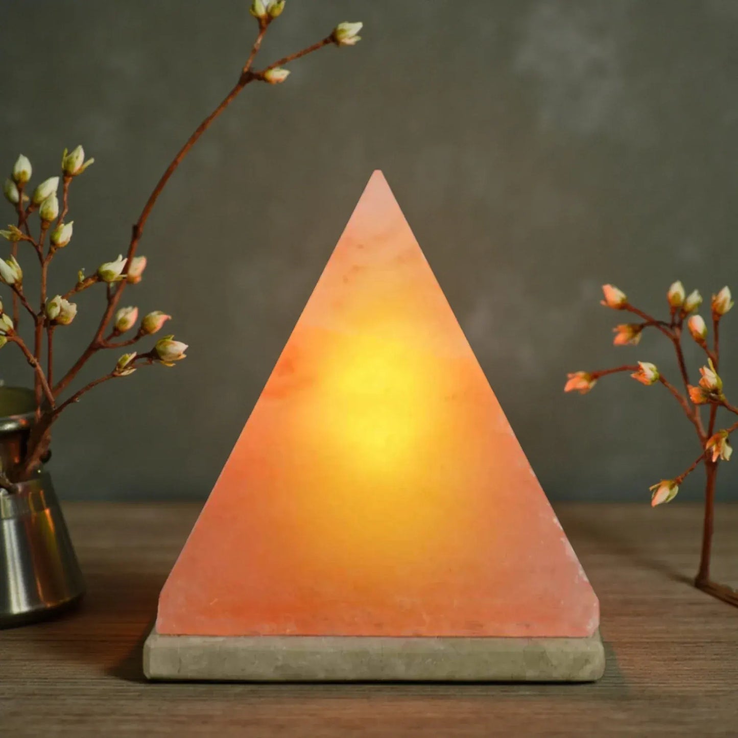 Orku Pyramid Shaped Himalayan Pink Salt Lamp - Hand Carved Night Light - Image 3