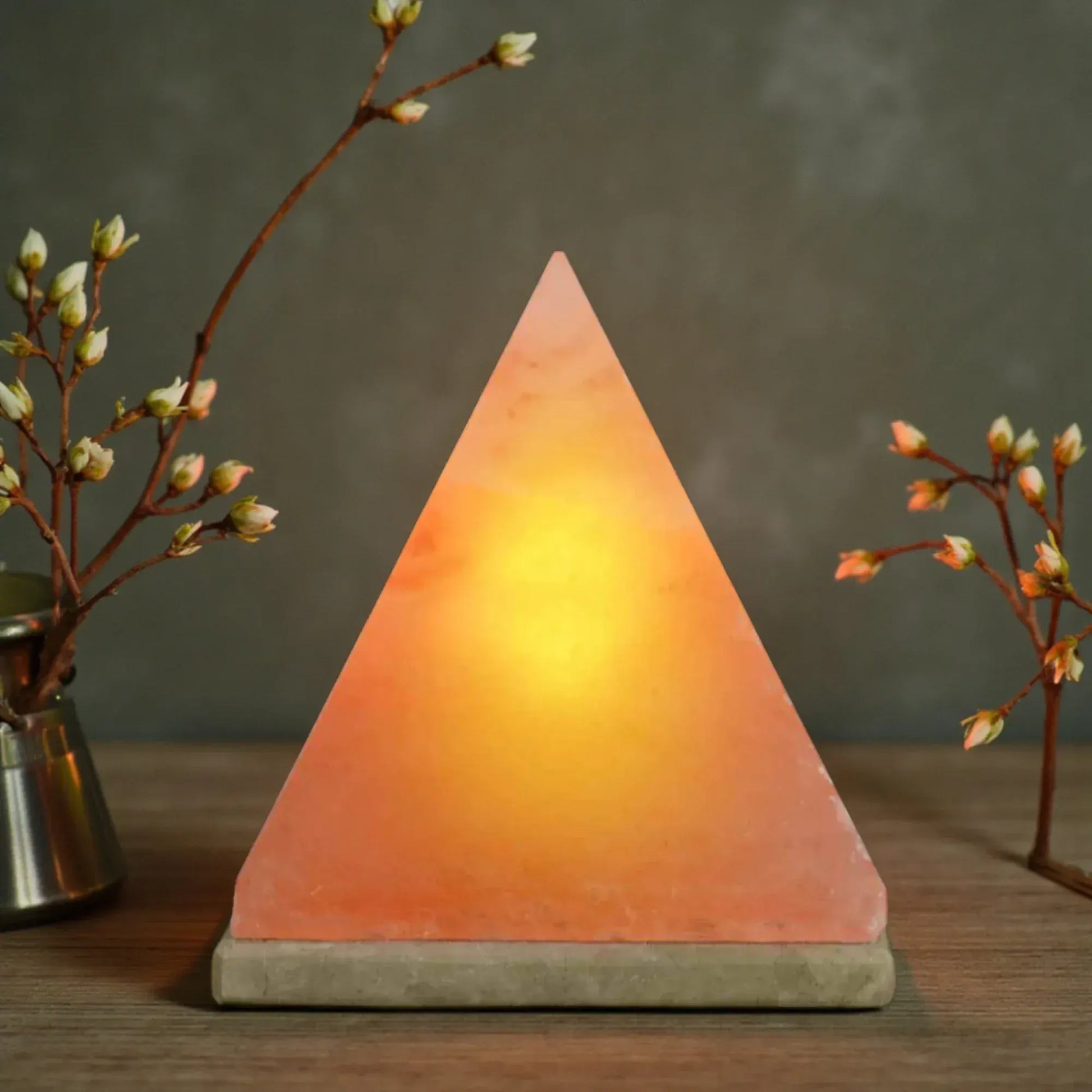 Orku Pyramid Shaped Himalayan Pink Salt Lamp - Hand Carved Night Light - Image 3