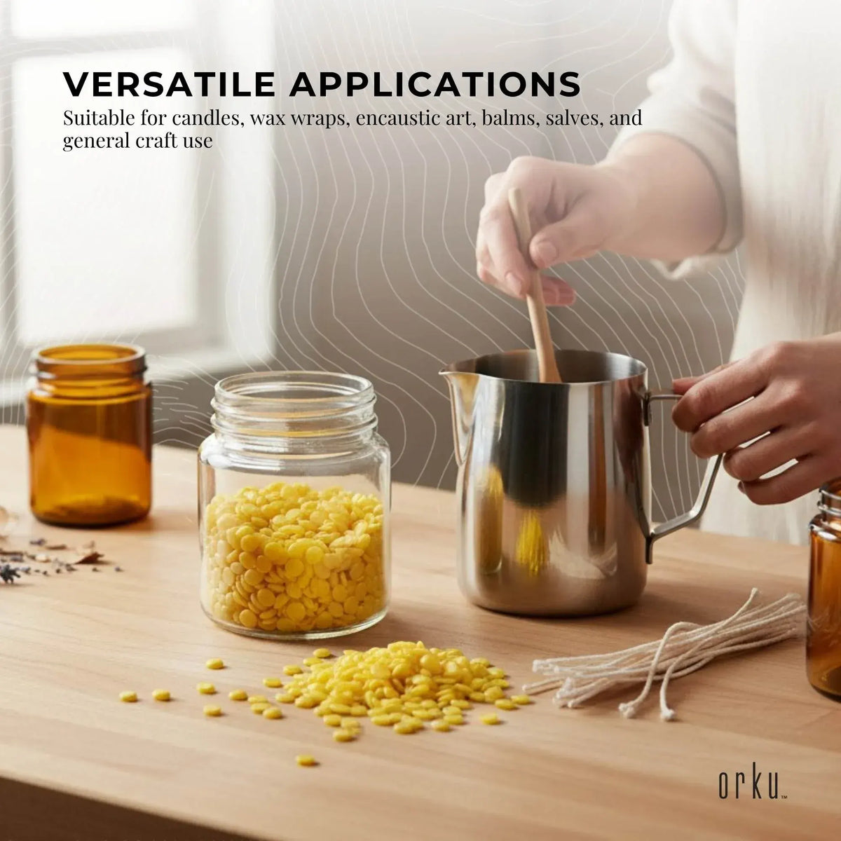 Orku 5Kg Organic Beeswax Pellets Yellow - Cosmetic Grade Pure Bees Wax Pastilles - Image 5