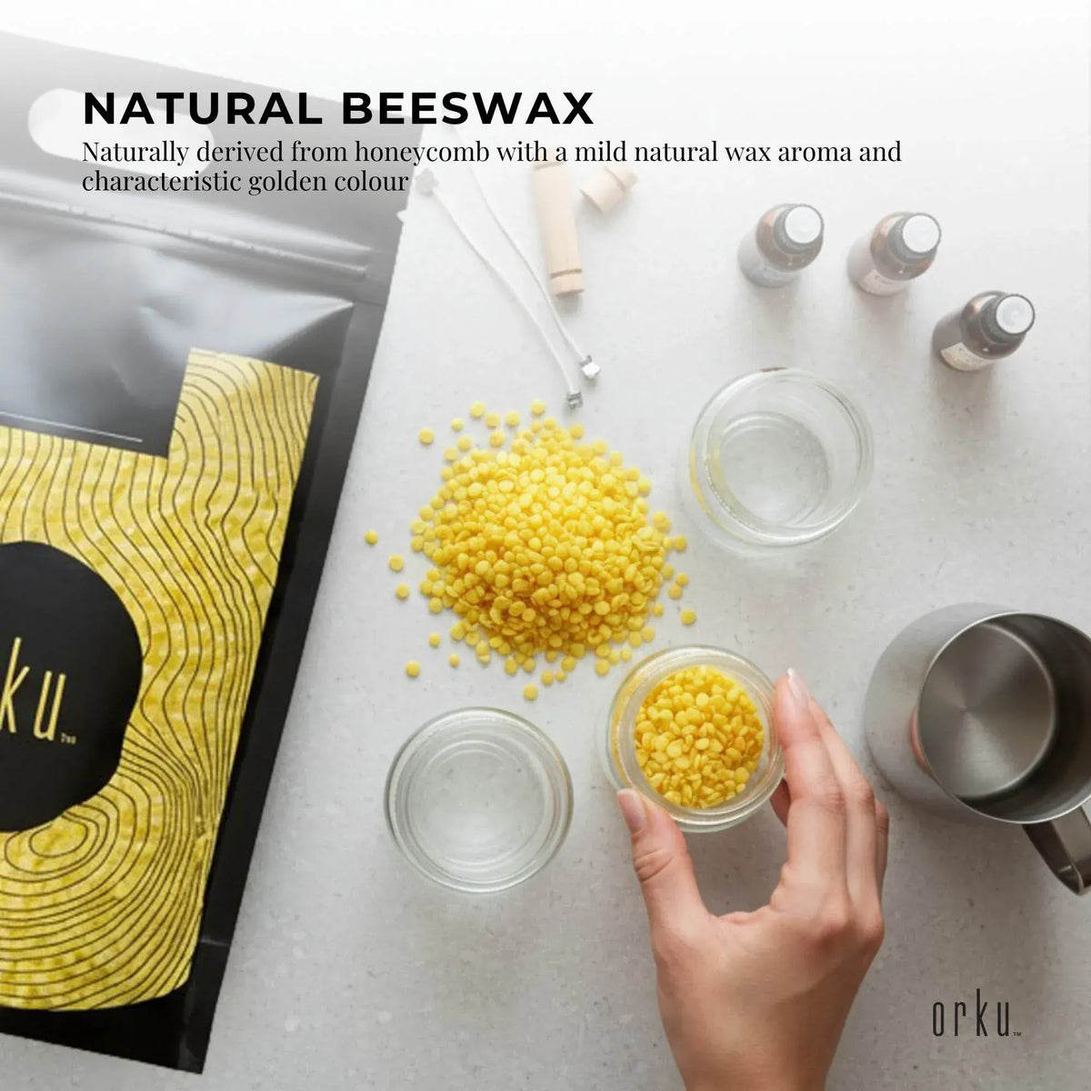 Orku 5Kg Organic Beeswax Pellets Yellow - Cosmetic Grade Pure Bees Wax Pastilles - Image 6