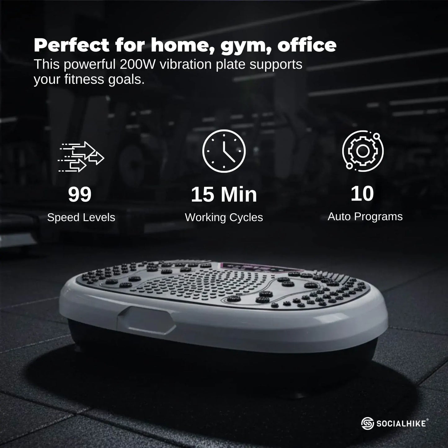 Social Hike 60cm Vibration Plate Machine Full Body Exercise Platform White - Image 3