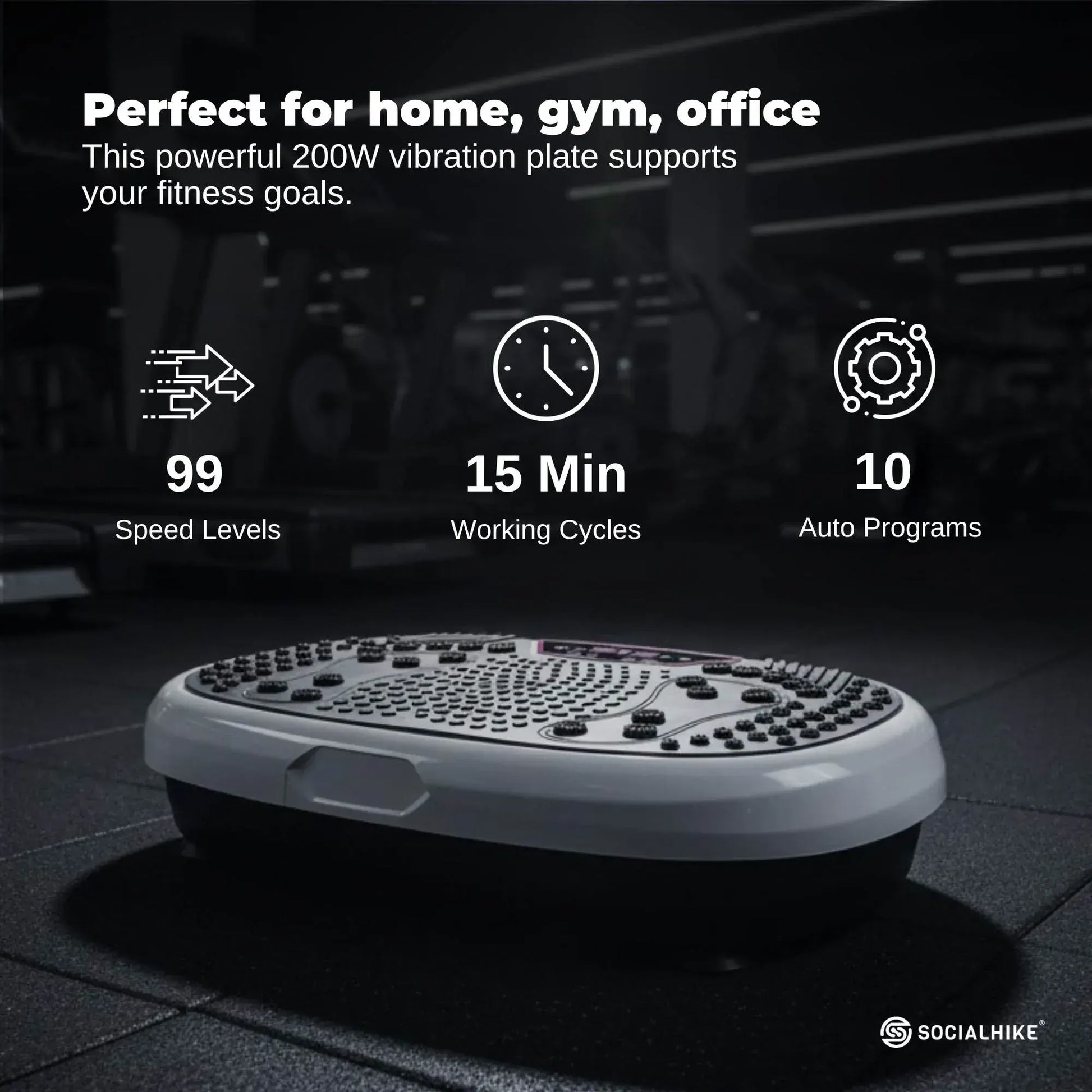 Social Hike 60cm Vibration Plate Machine Full Body Exercise Platform White - Image 3