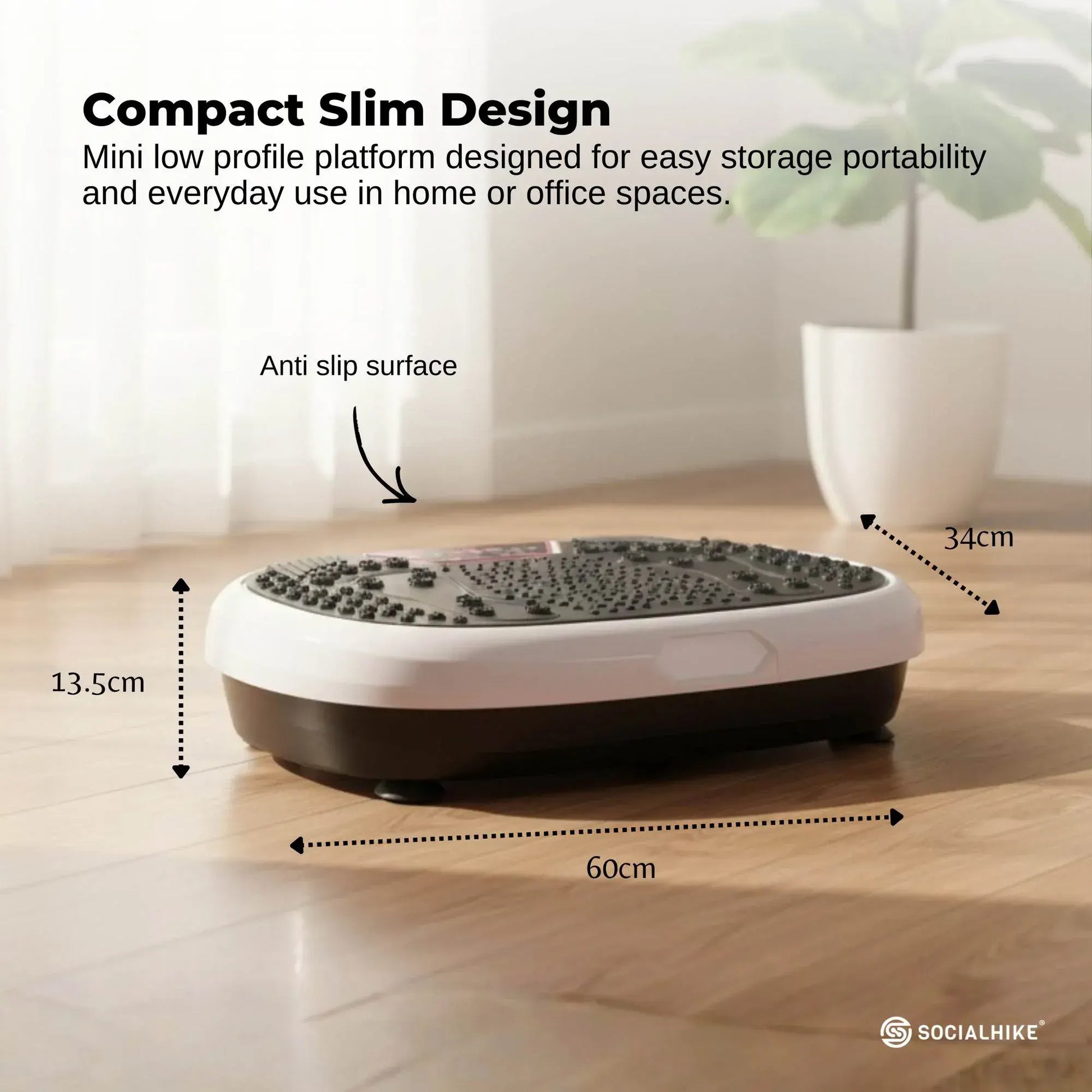 Social Hike 60cm Vibration Plate Machine Full Body Exercise Platform White - Image 4