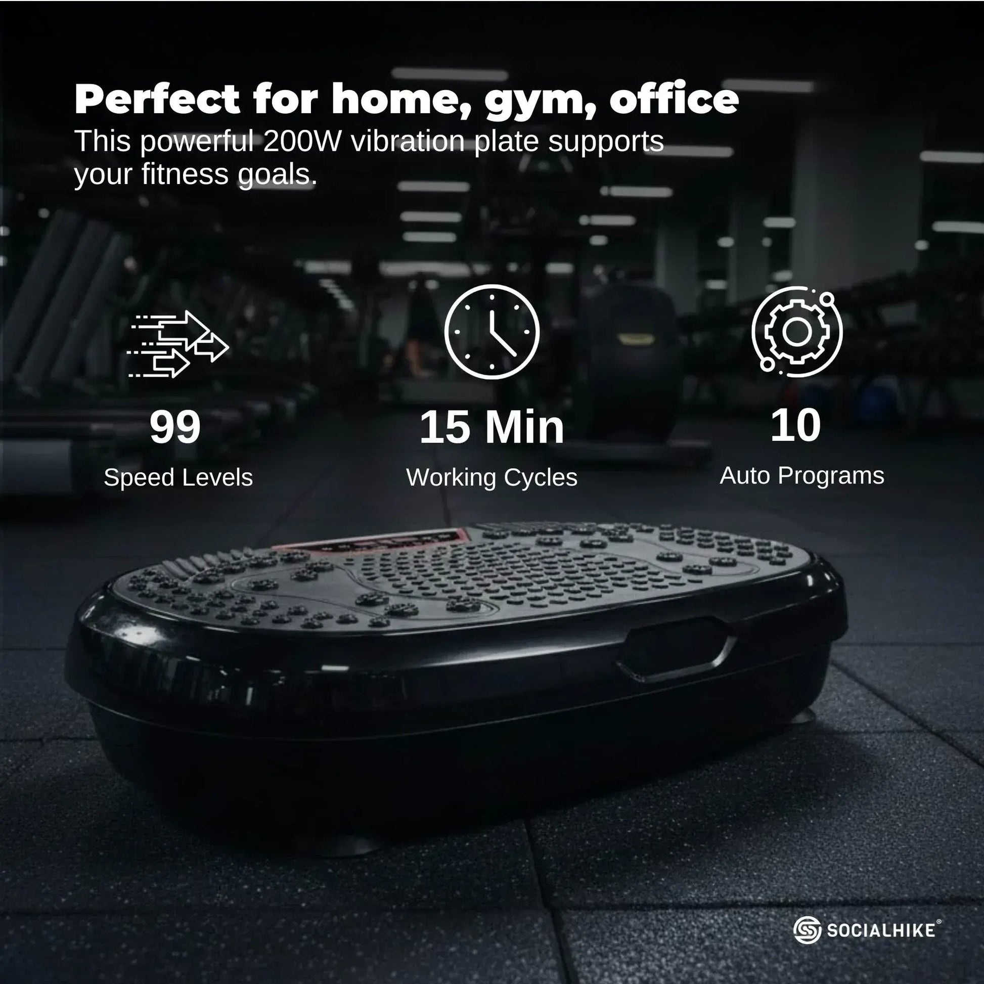 Social Hike 60cm Vibration Plate Machine Full Body Exercise Platform Black - Image 3