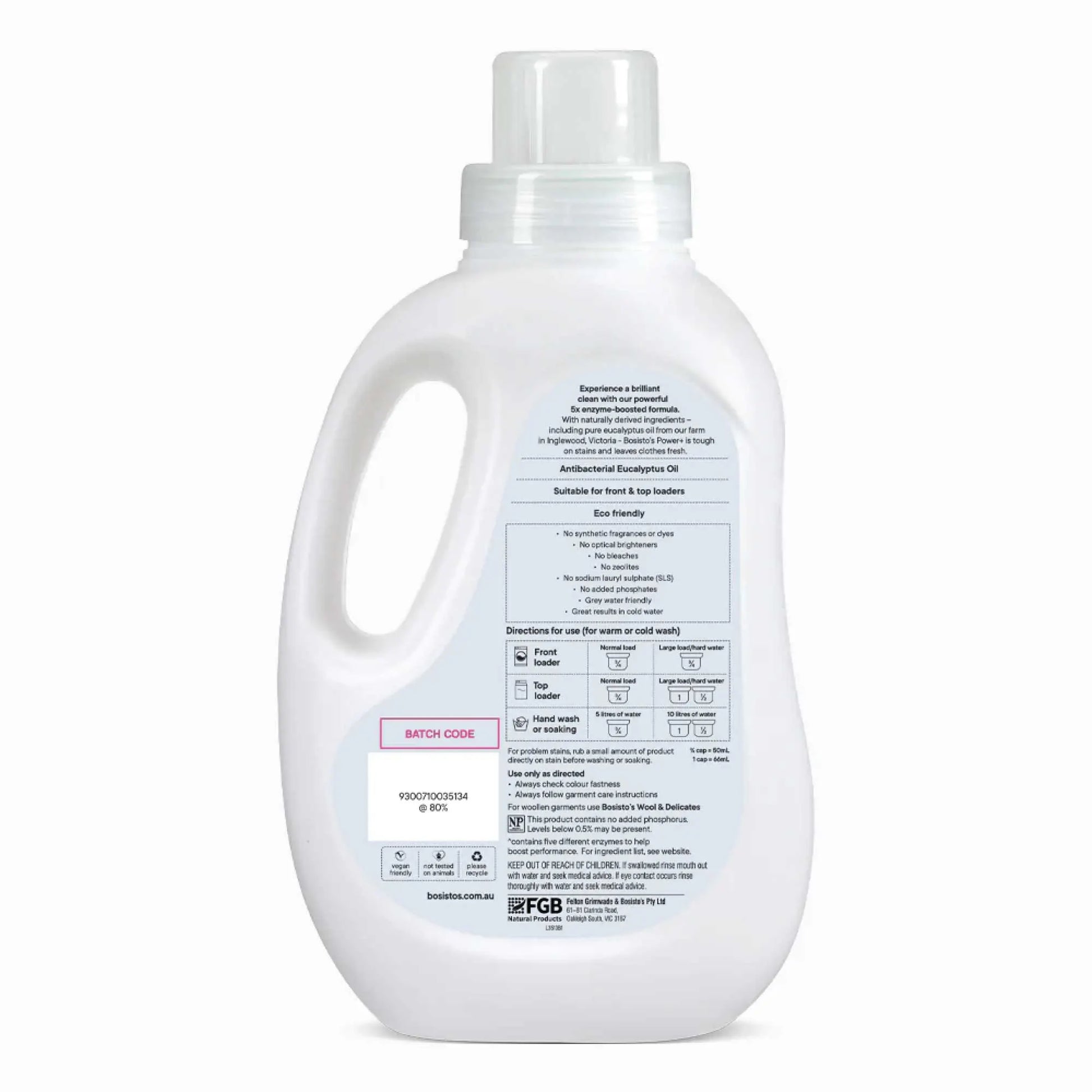 1.2L Power Plus Laundry Liquid Bosistos Eucalyptus Plant Based Washing Detergent - Image 2