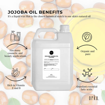 5L Organic Jojoba Oil - Golden Pure Cold Pressed Seed For Hair Skin Nails - Image 4