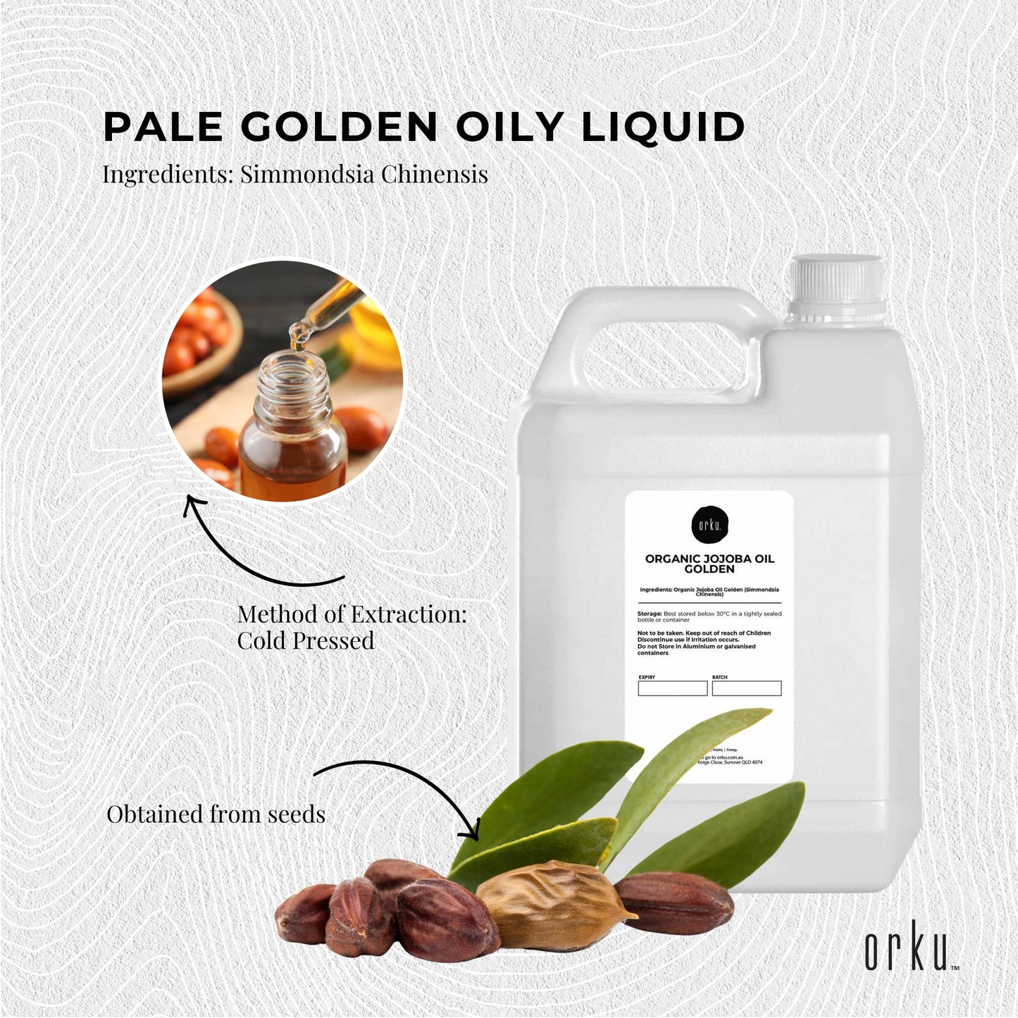 5L Organic Jojoba Oil - Golden Pure Cold Pressed Seed For Hair Skin Nails - Image 5