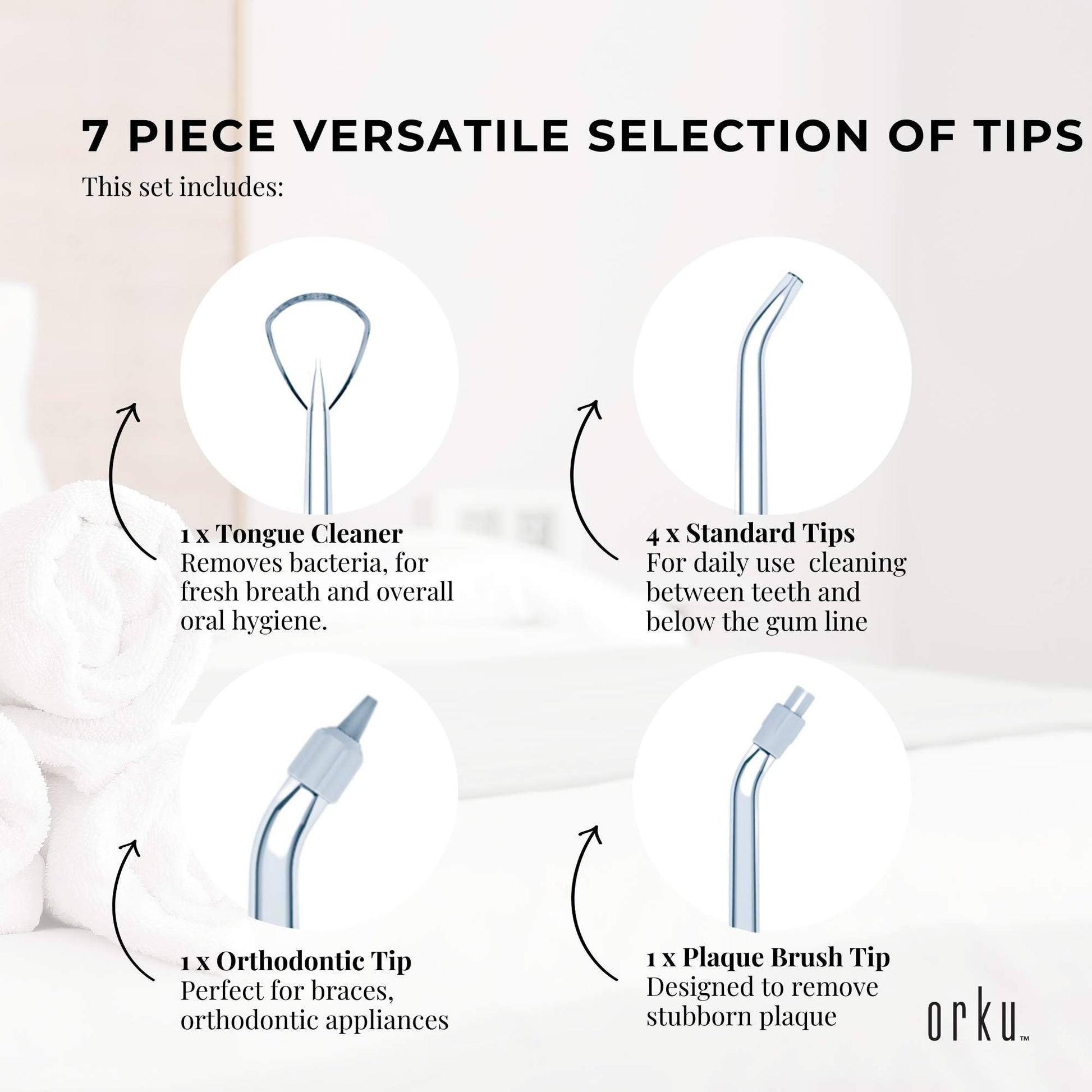 7 Dental Tips Replacement Nozzles for Jet Water Flosser M02 - Image 3