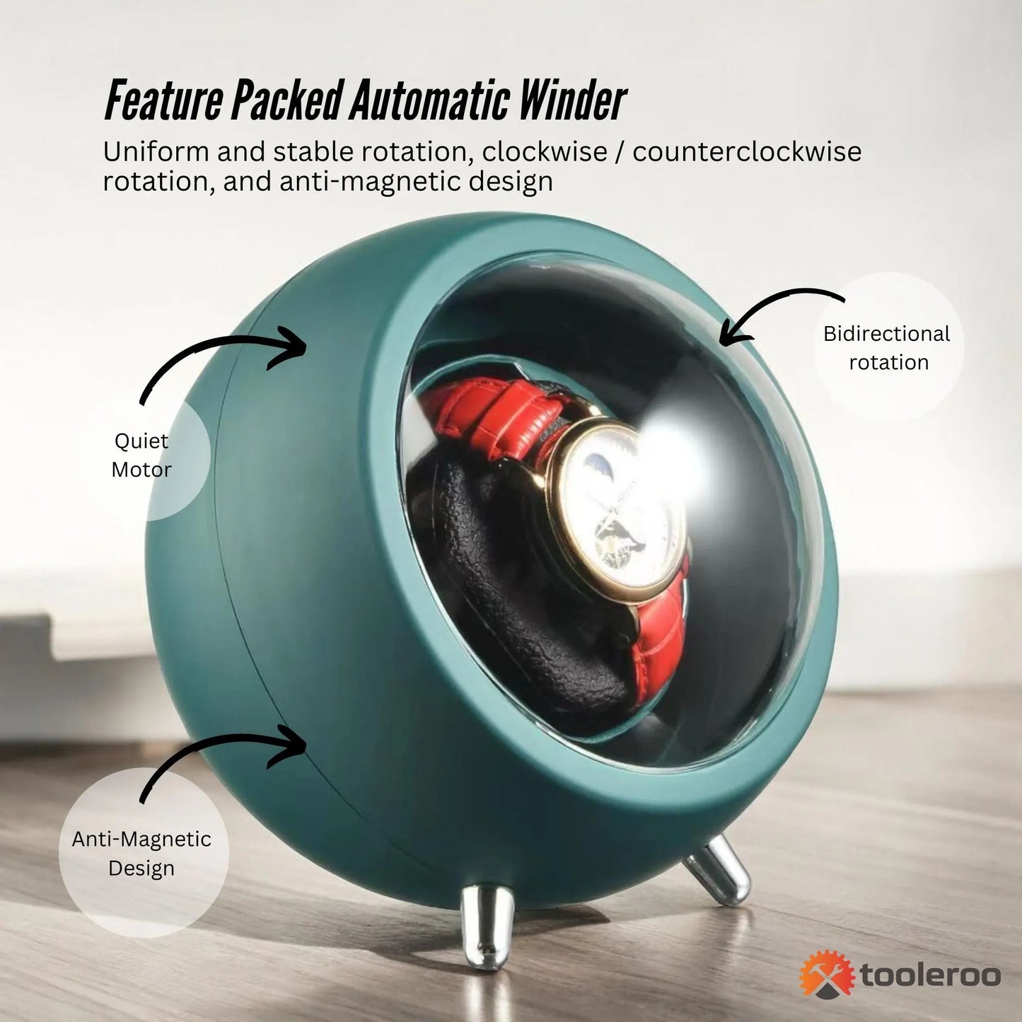 Automatic Watch Winder - USB Charging Single Rotating Storage Display Case - Image 5